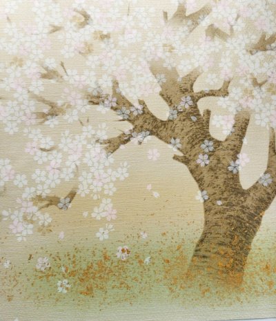 画像1: 高級織物襖紙 あかつき 4枚1組 ふすま張り替え 糸入りふすま紙 DIY リメイク 全国送料無料 巾 1ｍ×丈 2ｍ3ｃｍ 大きな桜の木